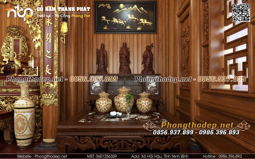 Bố trí nội thất gian trái nhà gỗ 3 gian